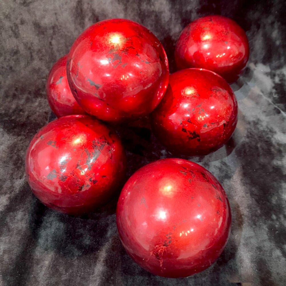 Gorgeous Pier 1 Red & Black Decorative Spheres